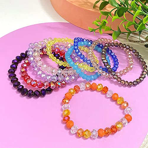 Jmassyang 8mm Briolette Rondelle Faceted AB Crystal Glass Beads for Jewelry Making Bracelets Necklaces Earrings (Red Mixed, 250pcs) - color: Red Mixed, size: 6x8mm
