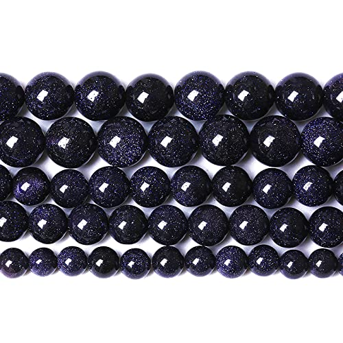 60PCS 6mm Starry Blue Sandstone Gemstone Beads Beads Natural Stone Round Loose Beads for Jewelry Making DIY Bracelet Necklace 15" Inch - color: Blue Sandstone, size: 6mm