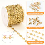 YOUBEIYEE 4 Meters Gold Plated Hollow Heart Chain for Jewelry Making Stainless Steel Link Chains Bulk on Spool - color: Heart Gold