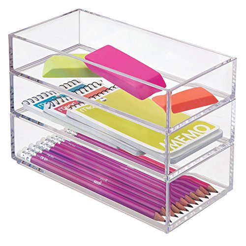 iDesign Clarity Plastic Drawer Organizer for Vanity, Countertop, Bathroom, Kitchen and Cabinet Storage, 8" x 4" x 2", Clear - color: Clear