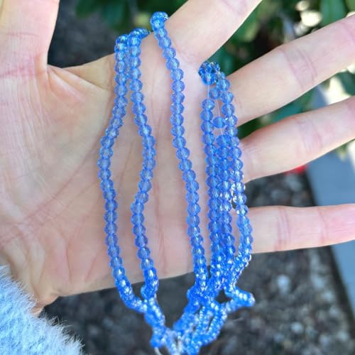 500pcs Czech Faceted Rondelle Crystal Glass Loose Beads 4mm Small Tiny Spacer Bulk Light Sapphire Blue for DIY Craft Jewelry Making CCR414 - color: Light Sapphire, size: 4mm (0.16") - 500pcs