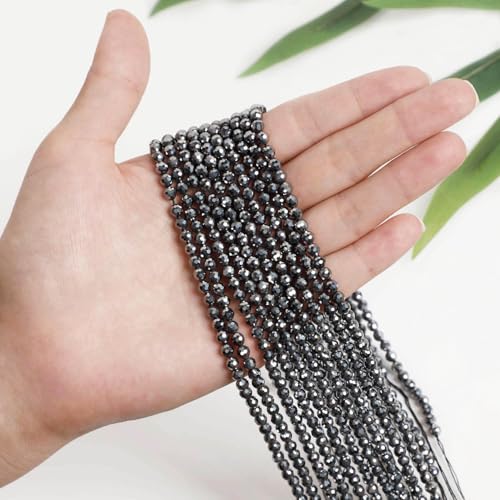 AD Beads Natural Gemstone Diamond-Cut Micro-Faceted Small-Size 4mm Small Round DIY Necklace Bracelet Jewelry Making Beads (Terahertz) - color: Terahertz