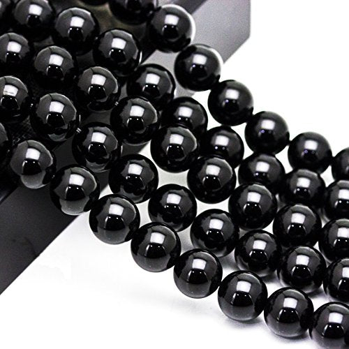 12mm Black Onyx Agate Smooth Round Shape Natural Gemstone Loose Beads for 1 Strand per Bag Approxi 15.5 inch 32pcs Jewelry Making - color: Black, size: 12mm