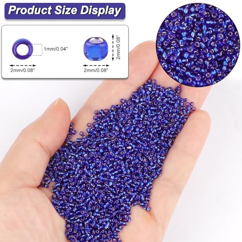 10100 Pcs Size 11/0 Glass Seed Beads, 2 mm Sapphire Small Mini Spacer Loose Pony Beads for Jewelry Making and DIY Crafts - color: Sapphire, size: Small