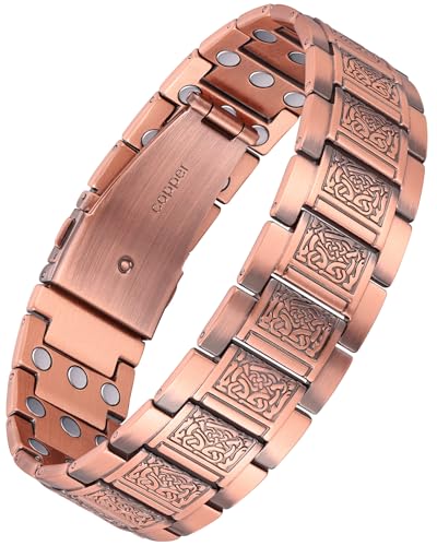 Feraco Copper Bracelet for Men 3X Strength,Magnetic Therapy Bracelet Copper Jewelry with Powerful 3800 Gauss Magnets - style: Celtic Knot