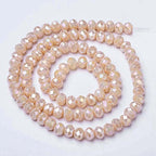 10 Strands Faceted Rondelle Glass Beads 4mm Antique White Briolette Crystal Beads Electroplate Tiny Loose Crystals 1100pcs for Bracelets Jewelry Making - color: Peachpuff, size: 4x3mm