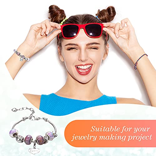 Hicarer 27 Pieces Snake Charm Bracelet Chain Adjustable Charm Bracelet Chain with Heart Shape Extender Copper DIY for Women Jewelry Making(6.3 Inch,Silver) - size: 6.3 Inch