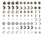 Mixed Moon and Star Charms Pendants Necklace Earrings Bracelet Charms DIY for Crafting, Jewelry Making Accessory - color: Mixed 80pcs