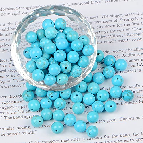 AD Beads 8mm Natural Round Loose Beads 110 Pieces, for Making 108 Mala Prayer Beads Necklace, Bracelet & Yoga Meditation, Jewelry Design (Blue Turquoise) - color: Blue Turquoise