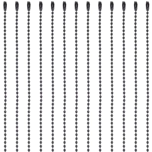 1 Box 30Pcs 24 Inch Black Ball Chain Necklace Bulk Ball Bead Necklace Chains Long Adjustable Iron with Connector Clasp for Jewelry Making Blank Tag Pendant Ornaments Supplies DIY Crafts - color: Black