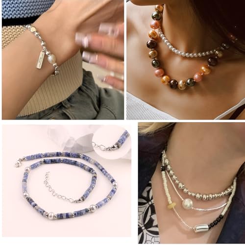 100 Pcs 925 Silver Crimp Beads for Jewelry Making - 4mm Crimp Bead Covers, Knot Covers for Jewelry Making, Knot Covers Clamshell Fold-Over Bead Covers for DIY Bracelets Necklaces - color: Silver