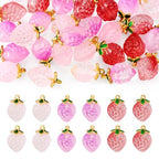 Craftdady Fruit Dangle Charms Pendants Cute Resin Food Pendants Apple Orange Pineapple Strawberry Pendants Lovely Vegetable Mushroom Charms for DIY Craft Earring Bracelet Necklace Jewelry Making - color: 3 Colors Strawberry
