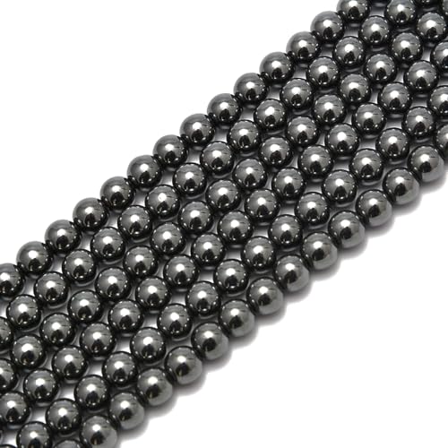 100pcs Natural Stone Beads 8mm Black Hematite Round Genuine Real Stone Beading Loose Gemstone Hole Size 1mm DIY Charm Smooth Beads for Bracelets Necklaces Earrings Jewelry Making Crafts - color: Black Hematite