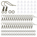 TOAOB 300pcs Earring Hooks Kits Antique Bronze French Ear Wires with Ball and Coil 18mm Fish Hook Earring Making Supplies with Jump Rings and Clear Silicone Ear Backs for DIY Jewelry Findings - color: Antique bronze