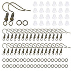 TOAOB 300pcs Earring Hooks Kits Antique Bronze French Ear Wires with Ball and Coil 18mm Fish Hook Earring Making Supplies with Jump Rings and Clear Silicone Ear Backs for DIY Jewelry Findings - color: Antique bronze