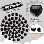 Gerrii 50 Pcs Heart Healing Stone Bulk Quartz Heart Inspirational Stones Gift for Women Love Pocket Polished Natural Energy Balancing Meditation 0.8 Inch(Black) - color: Black