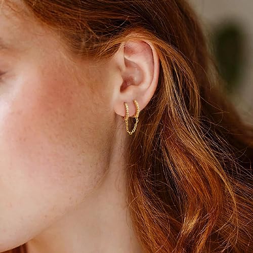 4Pcs Gold Earrings Connector Chains Set for Women, Convertible Dangle Chain for Double Piercings 50mm - color: gold 30mm