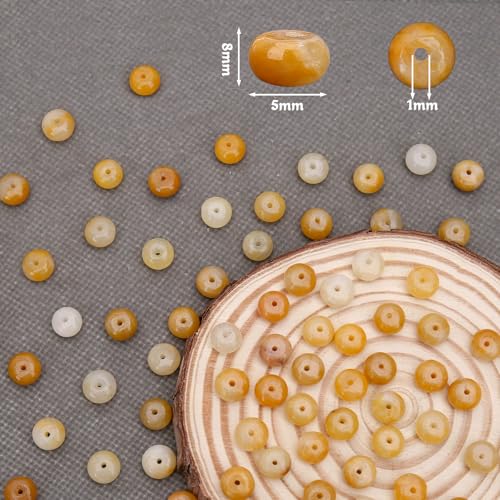 BONNY BOXX 1 Strand Natural 5 * 8mm Yellow Jade Rondelle Beads, Natural Abacus Disk Stone Beads Loose Spacer Gemstone for DIY Bracelet Necklace Jewelry Making - color: Yellow Jade, size: 5*8MM