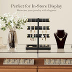 SRIWATANA 1 Bracelet Holder, Jewelry Display Stand Birthday Mother's Day Christmas Wood Solid Wood Classic Design Non-Slip Pad Metal End Cap Keeps Jewelry Secure T-Bar Organizer for Bracelets - Black - color: Black