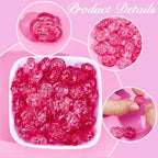1 Box 100Pcs Pink Rose Beads Glass Flower Bead Transparent Czech Carved Flowers Floral Crystal Glitter Loose Spacer Beads for Bracelet Necklace Jewelry Making DIY Craft Decors Accessories