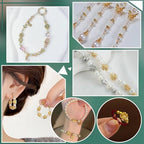 PH PandaHall 100Pcs 10 Styles Metal Flower Beads Golden Spacer Beads Floral Loose Charm Bead Blossom Flower Flat Round Loose Bead Spacers for Bracelet Jewelry Making, 5.5~8mm