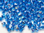 100pcs Authentic Preciosa 3mm (0.12 Inch) Small Faceted Bicone Crystal Loose Beads Capri Blue AB Compatible with Swarovski Elements Crystals for Jewelry Making Pre-B364 - color: Capri Blue AB, size: 3mm (0.12 Inch) - 100pcs