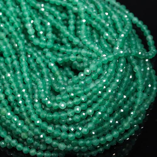 90pcs 4mm Natural Green Aventurine Gemstone Beads Faceted Round Loose Stone Beads for Jewelry Making (1 Strand) - color: Green Aventurine, size: 3.7-4.2mm