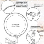 Junkin 12 Pcs Snake Chain Charm Bracelet with Heart Lobster Clasp Extender Adjustable Christmas DIY Metal Bracelet Chain for Women Jewelry Making Gifts Supplies 7.87 Inches - color: Silver