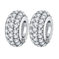 Spacer Stopper Beads for Bracelets & Necklaces, 925 Sterling Silver Beads | Smooth & Pave Cubic Zirconia (White, Blue, 18K Gold Plated) | Anti-Slide Separator Charms S925 Women Jewelry - color: 2Pcs Silver CZ Spacer