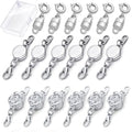 18 Pcs 3 Styles Magnetic Necklace Clasps and Closures, Rose Round Cylindrical Jewelry Magnetic Clasp Connector Locking Magnetic Clasp Bracelet Extender for Jewelry Making (Silver) - color: Silver