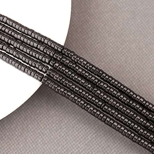 150PCs Natural Black Obsidian Spacer Beads, Loose Semi Precious Flat Round Gemstone Heishi Disc Stone Beads for Beading Jewelry Making 4mm*2mm 38cm - color: Black Obsidian, size: 4MM*2MM