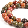 10mm Genuine Picasso Jasper Bead Gemstone Round Semi Precious Loose Beads for Jewelry Making 15" - color: Picasso Jasper, size: 10mm