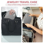 Jewelry Travel Case Organizer for Necklaces, Earrings, Rings, Bracelet, Watch, Soft Sided, Grey - color: Grey