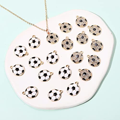 20PCS Sports Charms Enamel Basketball Baseball Pendant Charms for Jewelry Making Rhinestone Ball Game Softball Charms for Necklace Bracelet Earrings DIY Crafts - color: Set 2