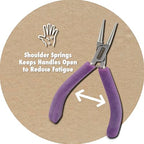 Beadalon Designer Series Glimmer Chain Nose Pliers, Lavender Speckle Vinyl-Free Grips, Stainless Steel, Box Joint, Double Leaf Springs, 4.75 in - color: Lavender Speckle, style: Chain Nose