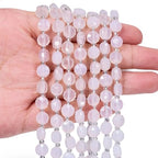 8×5mm White Agate Natural Stone Beads for Jewelry Making About 35-40pcs 1 Strand 15" Drilled Flat Faceted Cabochon Gemstone Beads for Bracelets Necklace DIY Crafts - color: White Agate