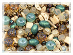 2.1oz (60 g) Mix of Unique Czech Bohemia Glass Pressed Beads, Matte and Glossy, Hand Made, Beige Blue Luster - color: Beige Blue Luster