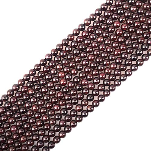 6mm Natural Garnet Gemstone Round Loose Stone Beads for Jewelry Making DIY Crafts Design 1 Strand 15" APPR.63-65pcs - color: Garnet, size: 6mm