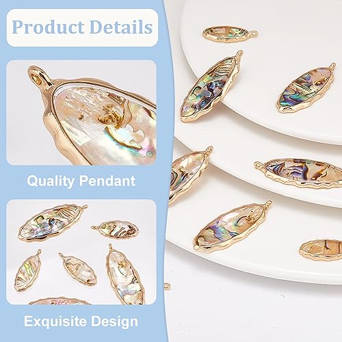 BENECREAT Abalone Shell Charms, Paua Shell Pendant Shell Charms for Jewelry Making - color: Wave Oval
