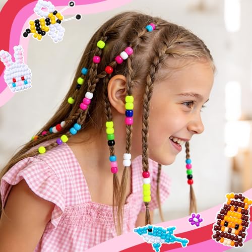 Umikk 18000 Pony Beads Bulk, 60 Colors Plastic 6x9mm Kandi Beads Bulk for Bracelets Making Hair Braiding Jewelry Making DIY Crafts (10.3LB, Shockproof Package) - color: 60colors18000pcs