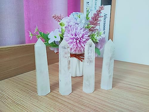 Luckeeper 4" Clear Quartz Crystal Wand Obelisk | Polished 6 Faceted Reiki Chakra Meditation Therapy,1PCS - size: 4" tall