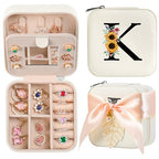 AYGXU Travel Jewelry Box for Women and Girls - Small Case With Initial A-Z - Teacher Gifts - color: white, size: K