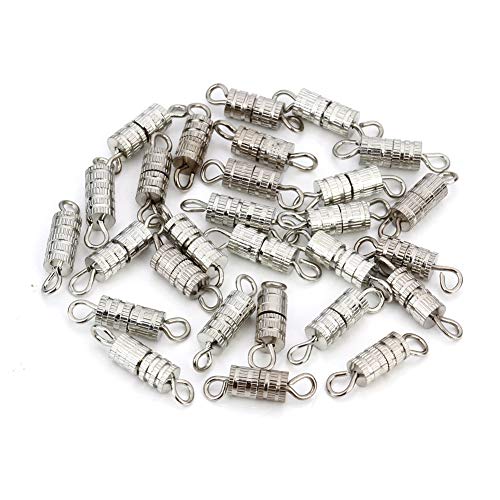 100 Sets 4mm x 15mm Screw Type Clasp Barrel Screw Clasps Twist Clasps Connector for Jewelry Making Necklaces and Bracelets, Silver-Color - size: 4mm x 15mm