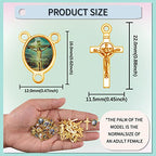 60Pcs/30Sets Rosary Making Kits Supplies Alloy Religion Cross and Center Medal Charms Pendant Oval Chandelier Links for Diy Prayer Necklace Jewelry - color: Gold