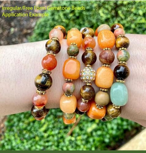 Adabele 45 Inch Natural Mixed Gemstone Tumbled Round Nugget Rock 10-13mm Amethyst Crystal Aventurine Stone Beads for Craft Jewelry Making GZ4-7 - color: Mixed Stones, size: 45 Inch/3 Strands