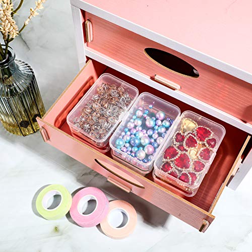 SATINIOR 12 PacK Clear Plastic Beads Storage Containers Box with Hinged Lid for Beads and More (1.7x1.7x0.79 Inch) - size: 1.7 x 1.7 x 0.79 Inch