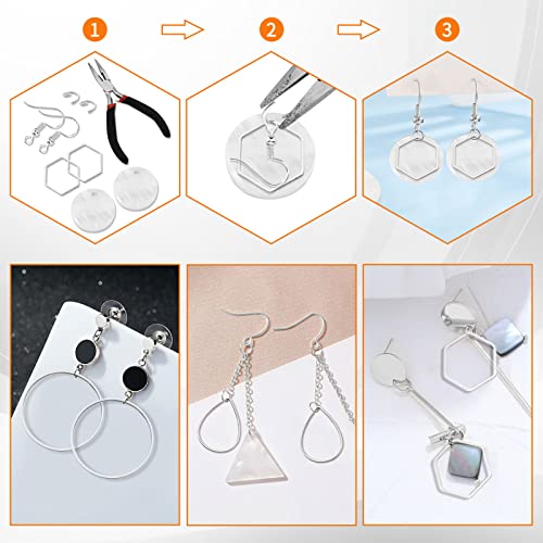 60pcs Hoop Earrings for Jewelry Making,Earring Finding Hoop Hypoallergenic Teardrop Hexagon Round Earrings Hoops Open Bezel Pendant Frame for DIY Earring Making Supplies(Silver,3Shapes) - color: 60PCS;Teardrop,Hexagon,Round;Silver