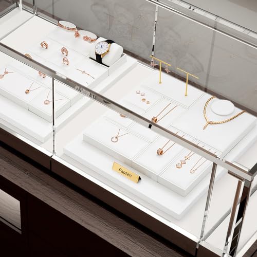 3 Slot PU Leather Necklace Jewelry Stand Pendant Drawer Organizer Tray White Bracelets Display Holder USP-TT16609-new (White) - size: 6.3" x 3.15" x 0.98"