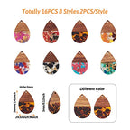 Beadthoven 16pcs/8 Pairs Resin Wood Teardrop Charms Earrings Pendants Mixed Colors Water Drop Shape Gold Foil Chips Wooden Pieces Pendants for Statement Jewelry Making Findings - color: Colorful Teardrop