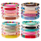 Ornaland Heishi Surfer Bracelets Set Polymer Clay Heishi Beads Stretch Bracelets Multi-Layer Stackable Friendship Bracelets Bohemia Summer Beach Jewelry for Women - color: Colorful-4